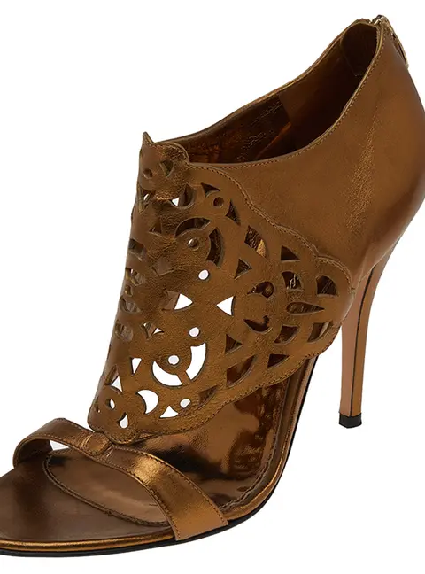 Gianvito Rossi Metallic Gold Leather Open Toe Sandals Size 40
