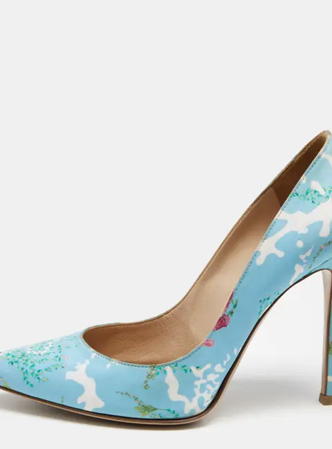 Gianvito Rossi Multicolor Floral Print Fabric Lisa Ponker Pumps Size 39