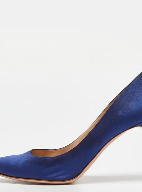 Gianvito Rossi Blue Satin Pointed Toe Pumps Size 42