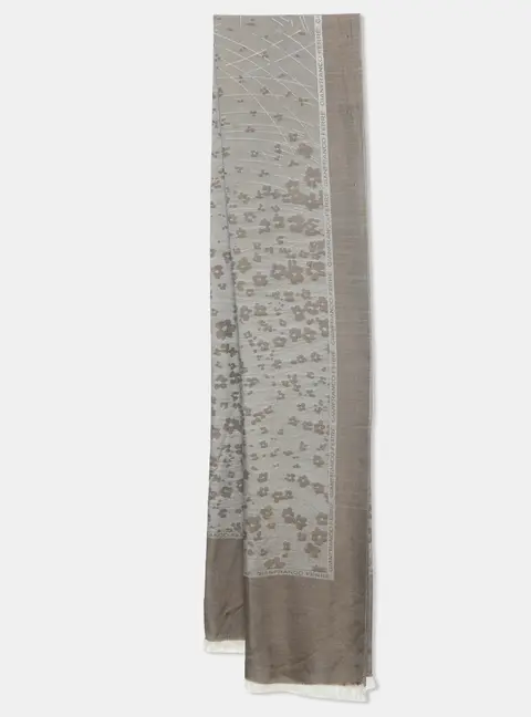 Gianfranco Ferre Grey Floral Silk Jacquard Scarf