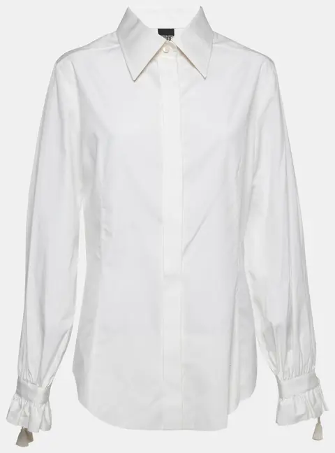 Gianfranco Ferre Off White Cotton Tassel Detail Button Front Shirt XL