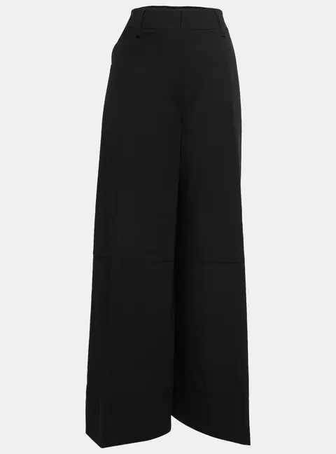 Gianfranco Ferre Vintage Black Wool-Crepe Wide Leg Pants L