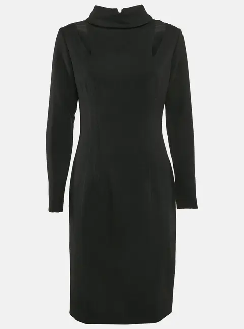Gianfranco Ferre Black Crepe Turtle Neck Short Dress M