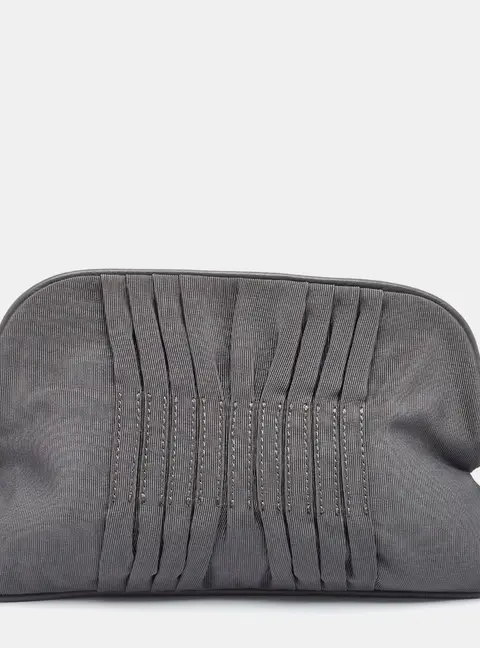 Gianfranco Ferre Pleated Grey Fabric Clutch