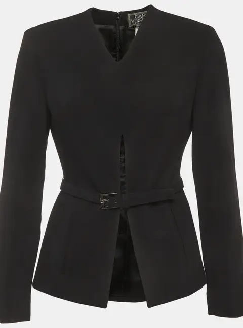 Gianni Versace Black Wool Belted Top S