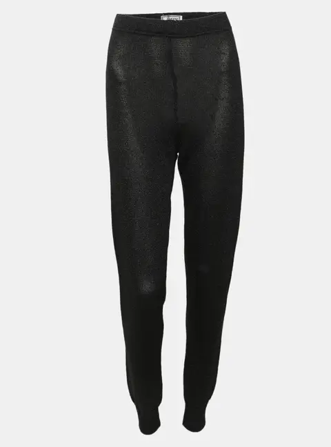 Gianni Versace Black Shimmering Rib Knit Leggings M