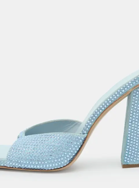 Giaborghini GIA/RHW Rosie Size 37 Blue Crystals and Suede Slide Sandals