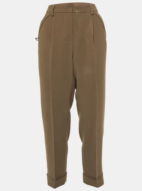 Giorgio Armani Brown Crepe Pleated Trousers M