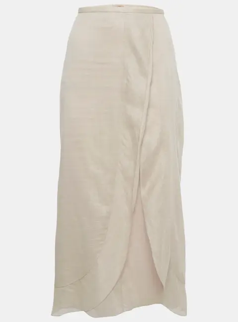 Giorgio Armani Light Pink Muslin Cotton Draped Maxi Skirt L