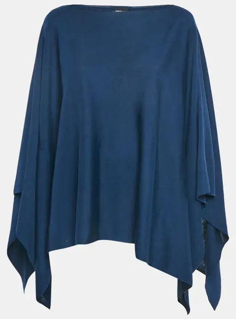 Giorgio Armani Navy Blue Stretch Knit Poncho S