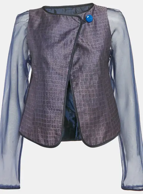 Giorgio Armani Purple/Navy Blue Patterned Jacquard Jacket S