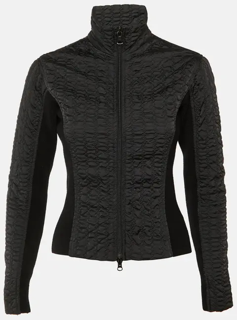 Giorgio Armani Black Nylon & Knit Zip Up Jacket S