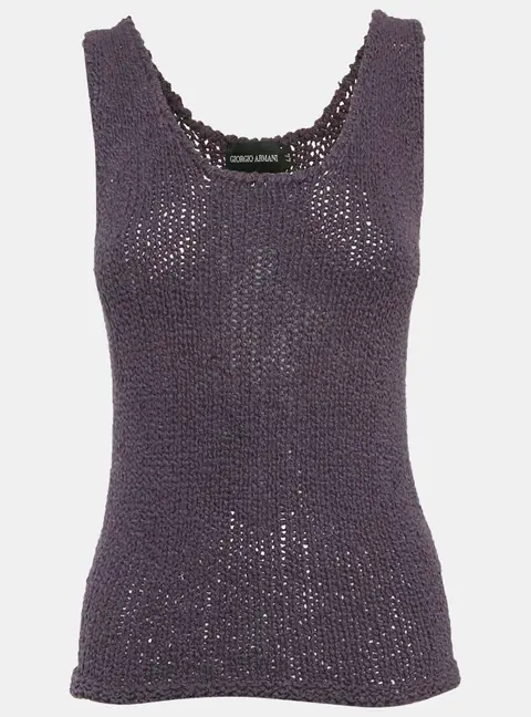 Giorgio Armani Purple Cotton & Silk Sleeveless Tank Top M