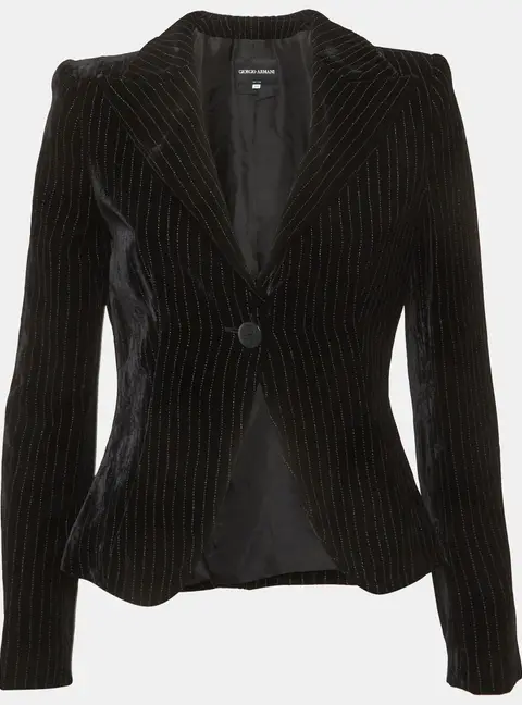 Giorgio Armani Black Striped Velvet Blazer S