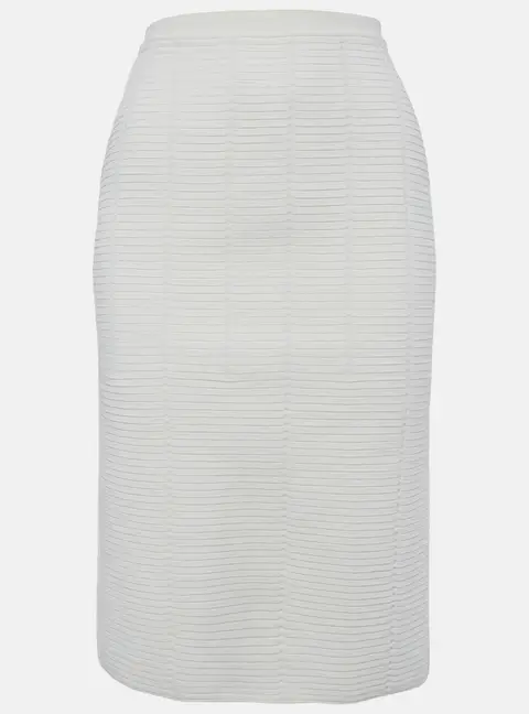 Giorgio Armani White Textured Rib Knit Pencil Skirt M