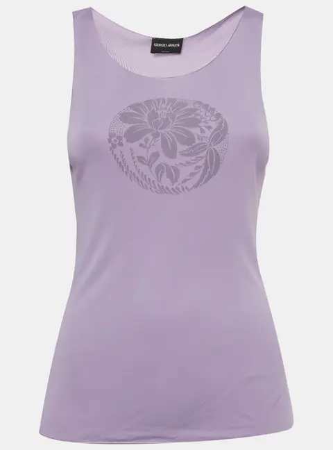 Giorgio Armani Purple Floral Graphic Jersey Knit Tank Top XXS