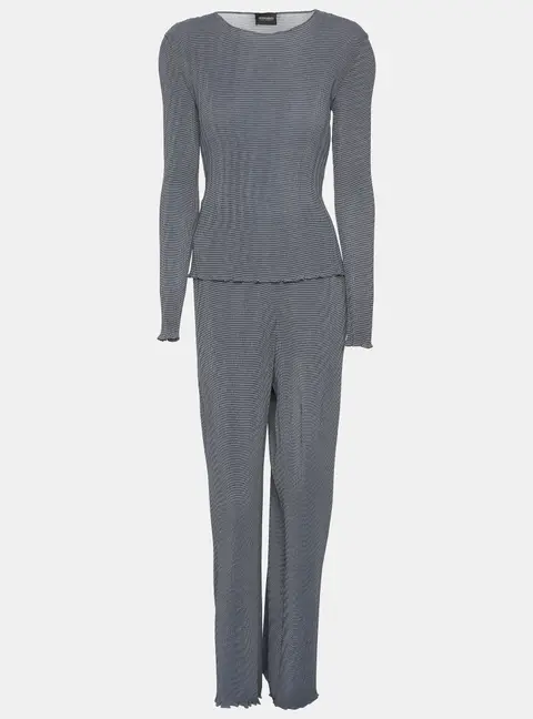 Giorgio Armani Dark Grey Stretch Knit Top and Pants Sets M