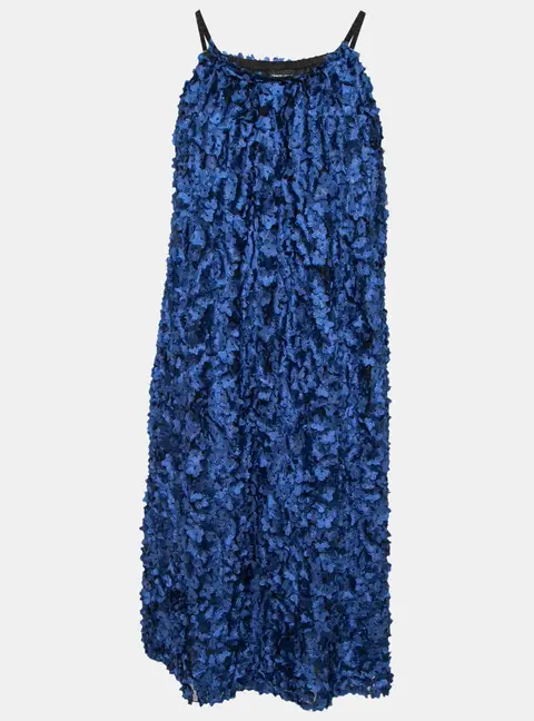 Giorgio Armani Blue Floral Applique Tulle Shift Dress S
