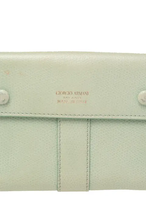 Giorgio Armani Green Leather French Wallet
