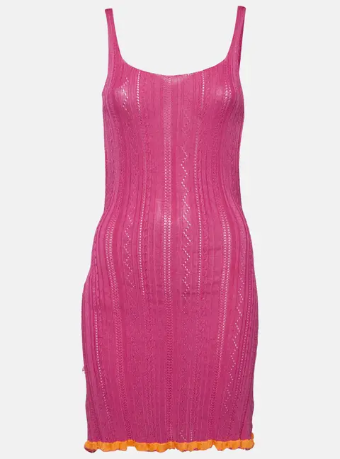 Gimaguas Pink Patterned Knit Sleeveless Mini Dress S
