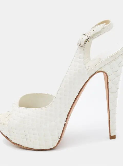 Gina White Python D'orsay Slingback Sandals Size 37