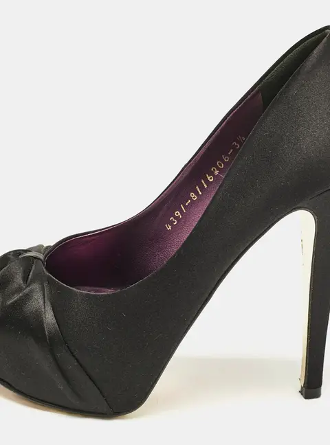 Gina Black Satin Clair Platform Pumps Size 36.5