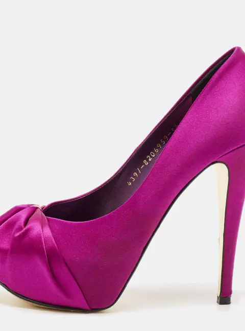 Gina Purple Satin Claire Platform Pumps Size 38.5