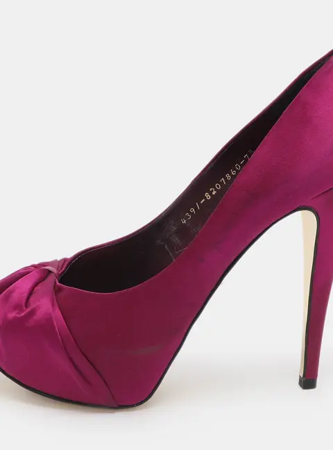 Gina Size 40.5 Purple Satin Platform Pumps