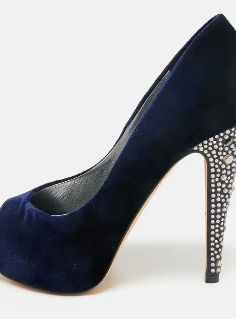 Gina Blue Velvet Jenna Platform Pumps Size 36.5