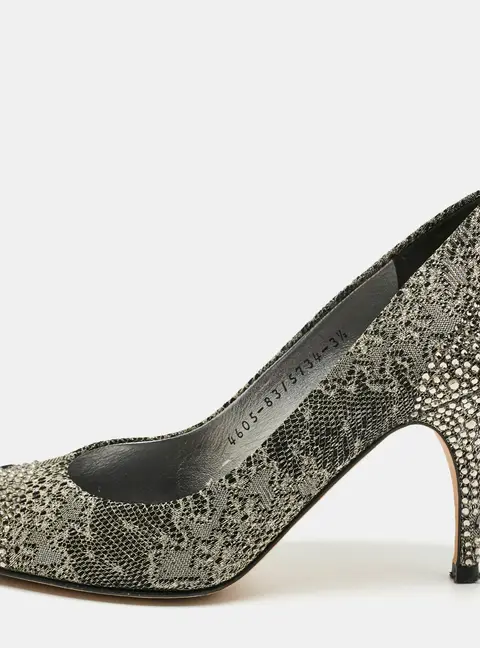 Gina Black/Gold Lace  Crystals Embellished Pumps Size 36.5