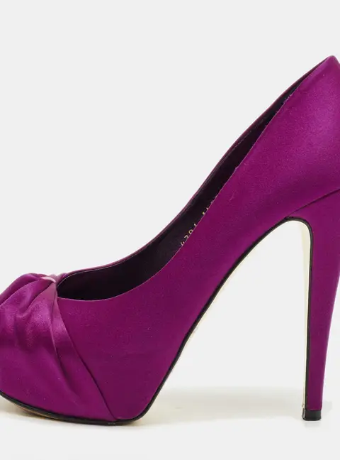 Gina Purple Satin Clair Hoodie Platform Pumps Size 39.5