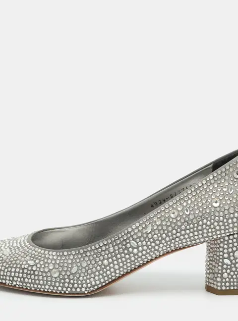 Gina Size 41 Grey Crystals and Satin Pumps