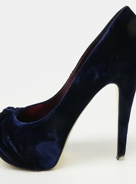 Gina Jenna Size 39 Navy Blue Velvet Platform Pumps