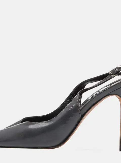 Gina Grey Leather Open Toe Slingback Sandals Size 37.5