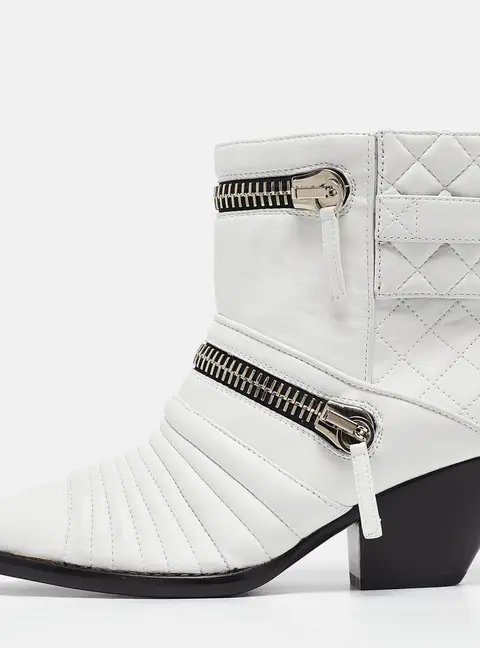 Giuseppe Zanotti White Quilted Leather Ankle Boots Size 38