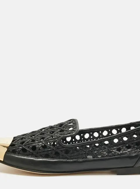 Giuseppe Zanotti Black Leather Cap Toe Smoking Slippers Size 41