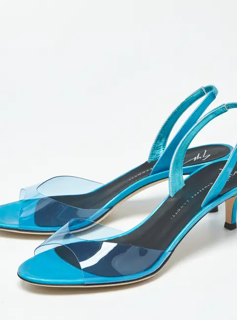 Giuseppe Zanotti Lilibeth Size 37 Blue PVC Slingback Sandals