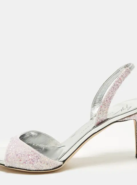 Giuseppe Zanotti Lilibeth Size 37 Blush Pink Glitter Slingback Sandals