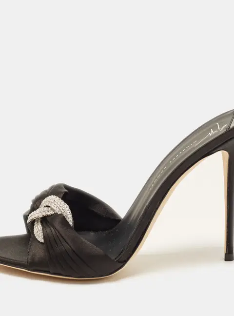 Giuseppe Zanotti Clandestino Size 40 Black Satin Slide Sandals