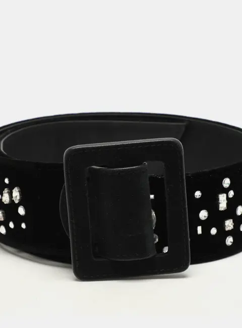 Giuseppe Zanotti  Black Velvet Crystal Embellished Waist Belt M