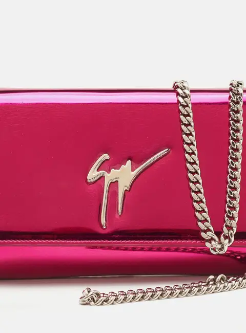 Giuseppe Zanotti Cloepatra Pink Patent Leather Chain Clutch