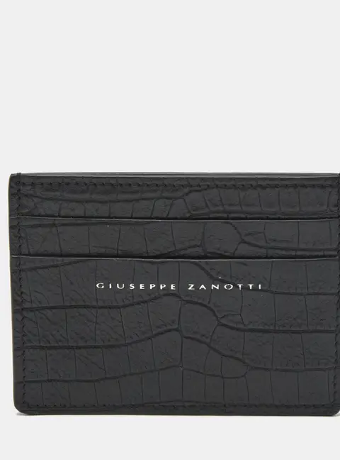 Giuseppe Zanotti Black Croc Embossed Leather Card Holder