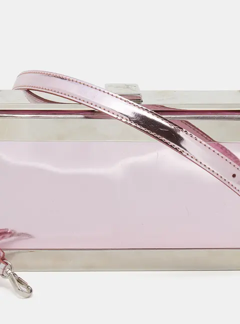 Giuseppe Zanotti Metallic Pink Patent Leather And Metal Box Crossbody Bag