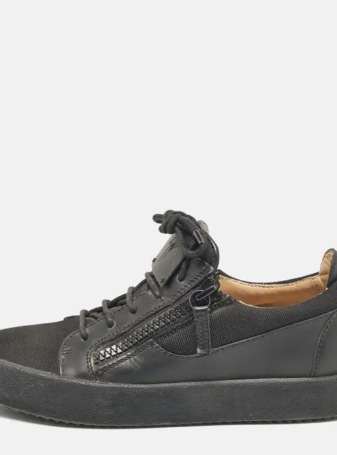 Giuseppe Zanotti Black Fabric and Leather Frankie Low Top Sneakers Size 39