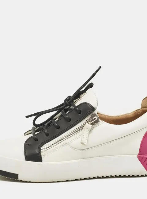 Giuseppe Zanotti White/Black Leather Frankie Low Top Sneakers Size 38