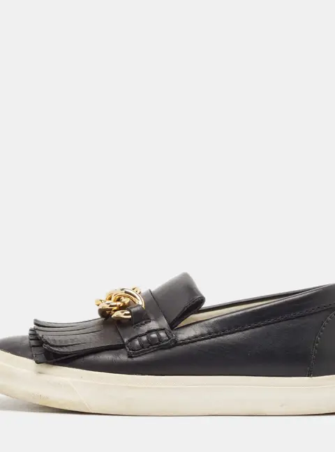 Giuseppe Zanotti Black Fringed Leather Slip On Sneakers Size 38