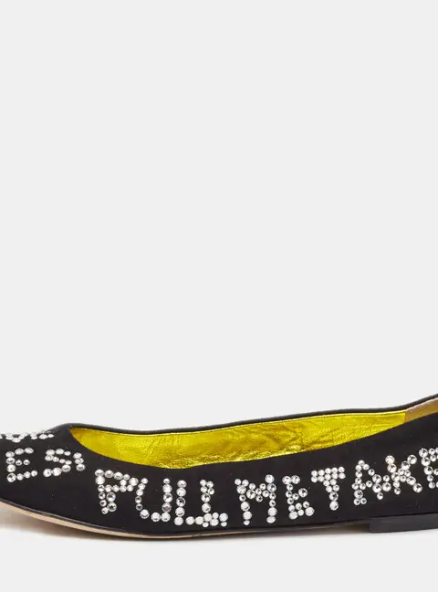 Giuseppe Zanotti Black Suede Crystal Embellished Ballet Flats Size 36