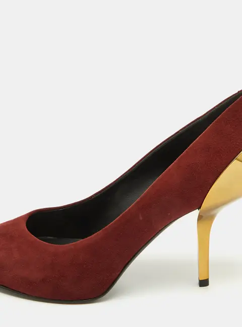 Giuseppe Zanotti Burgundy Suede Metal Heel Platform Pumps Size 37