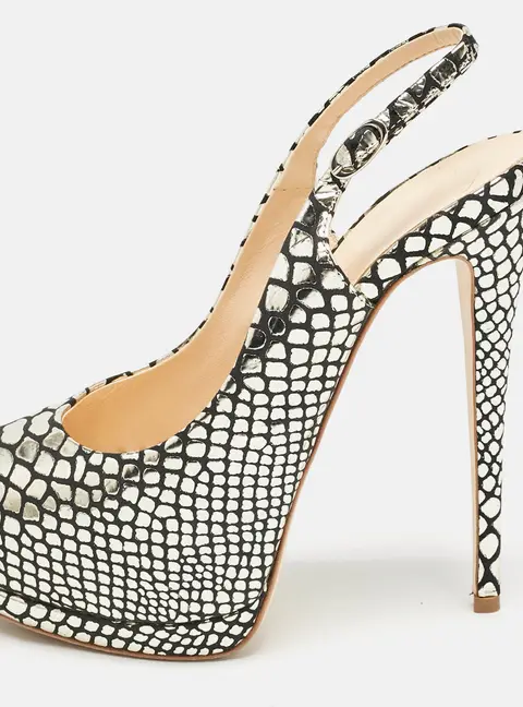 Giuseppe Zanotti Gold/Black Python Embossed Leather Sharon Platform Pumps Size 39