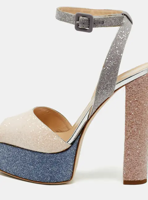 Giuseppe Zanotti Multicolor Glitter Lavinia Platform Sandals Size 40